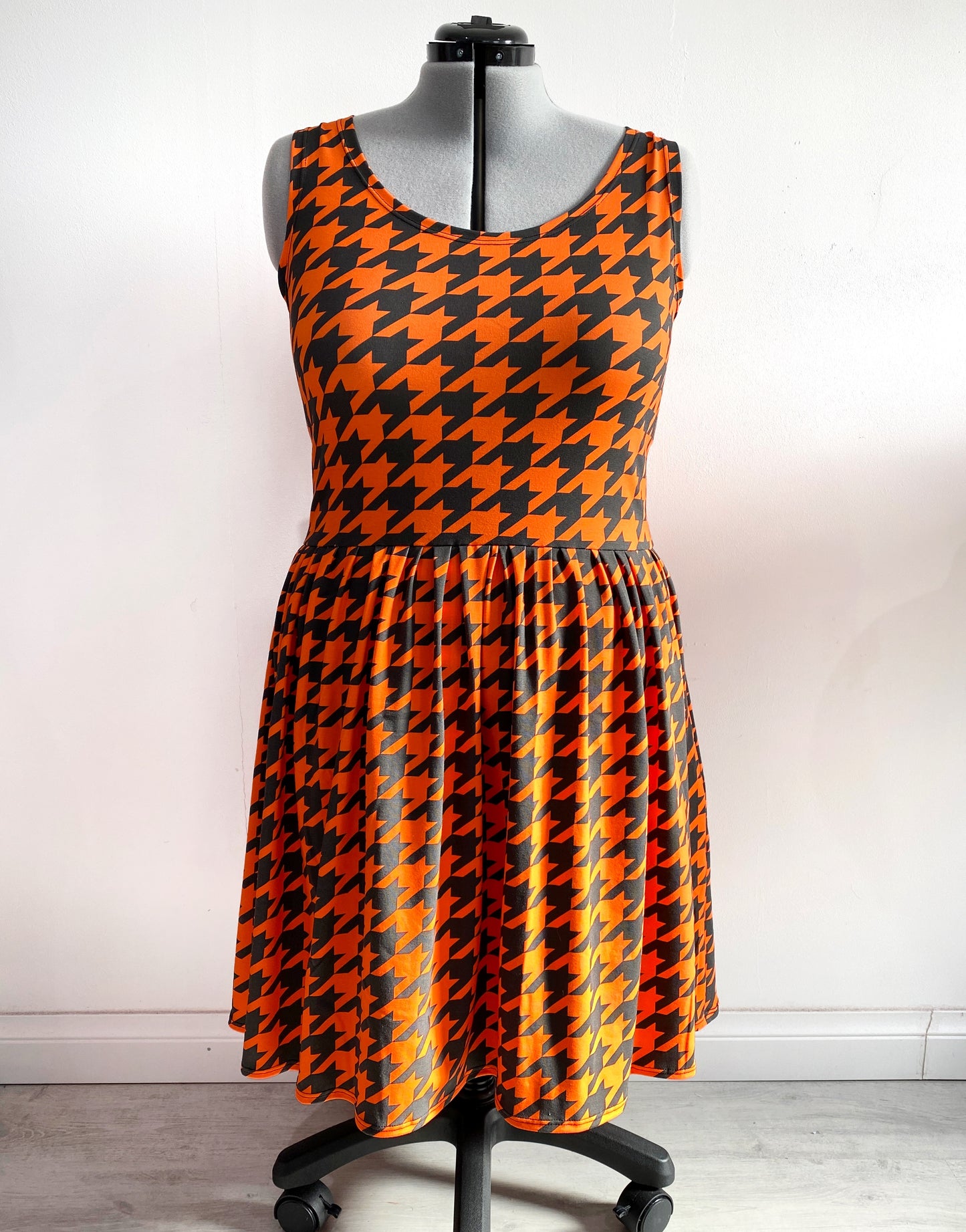 Black and Orange Houndstooth Dress