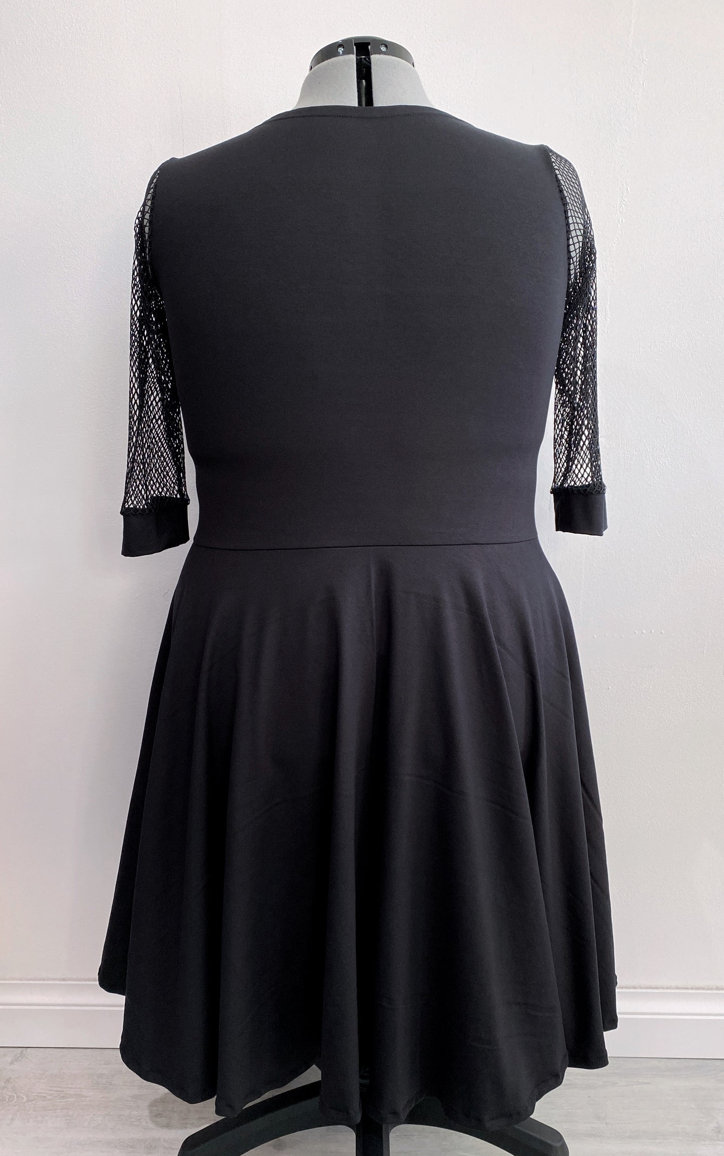 Black Dress, Fishnet Sleeves