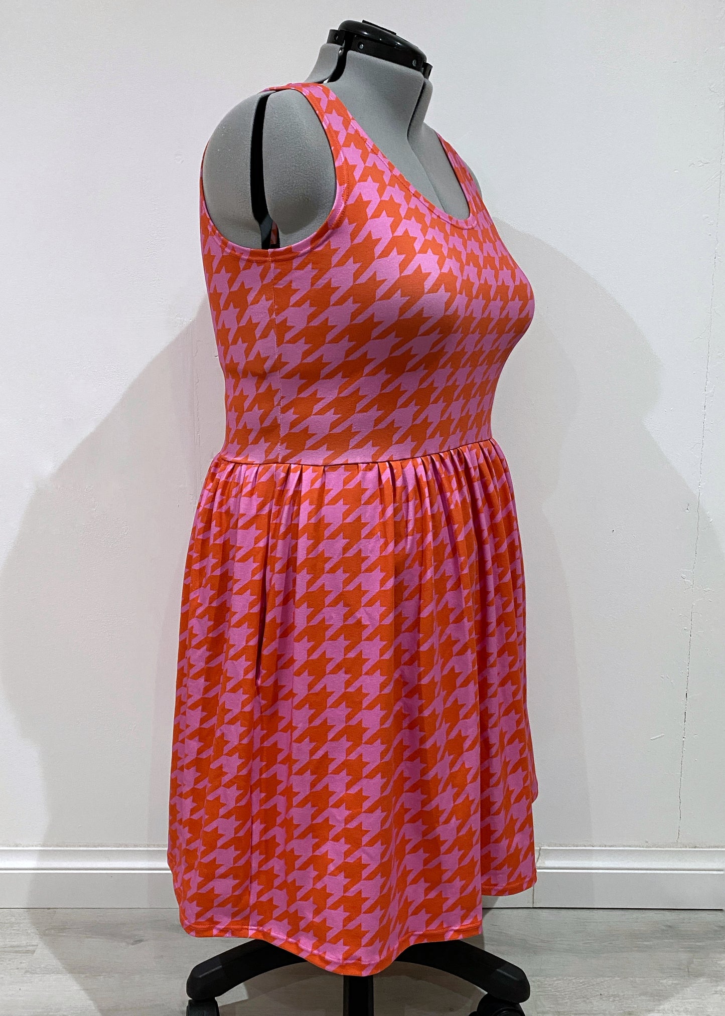 Pink and Red Houndstooth Dress