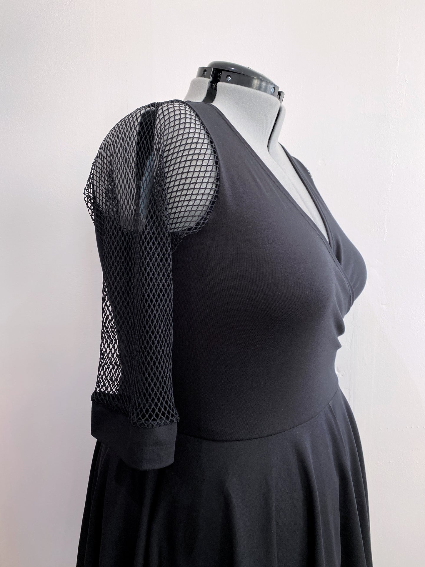 Black Dress, Fishnet Sleeves