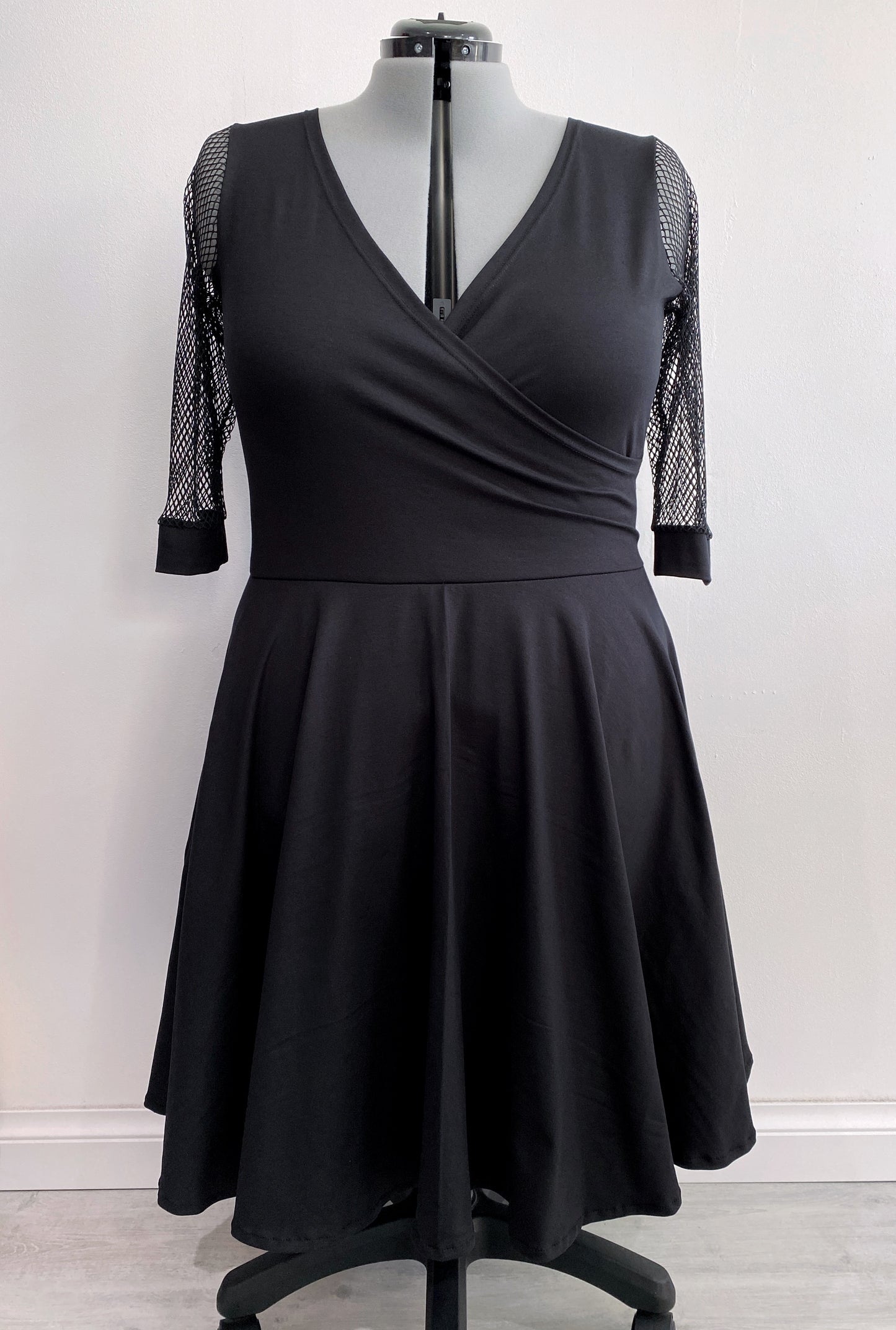 Black Dress, Fishnet Sleeves