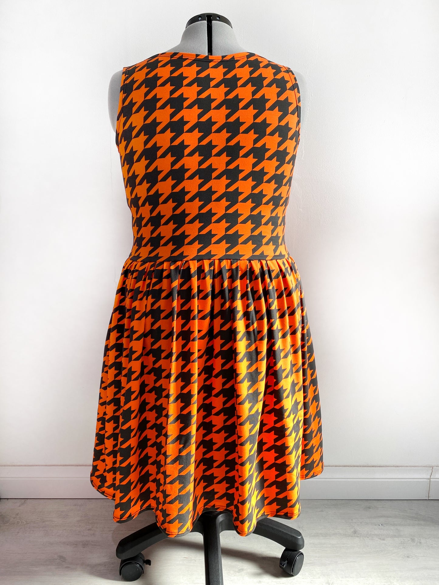 Black and Orange Houndstooth Dress
