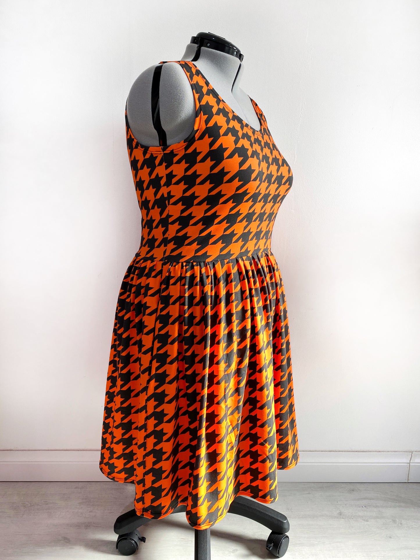 Black and Orange Houndstooth Dress