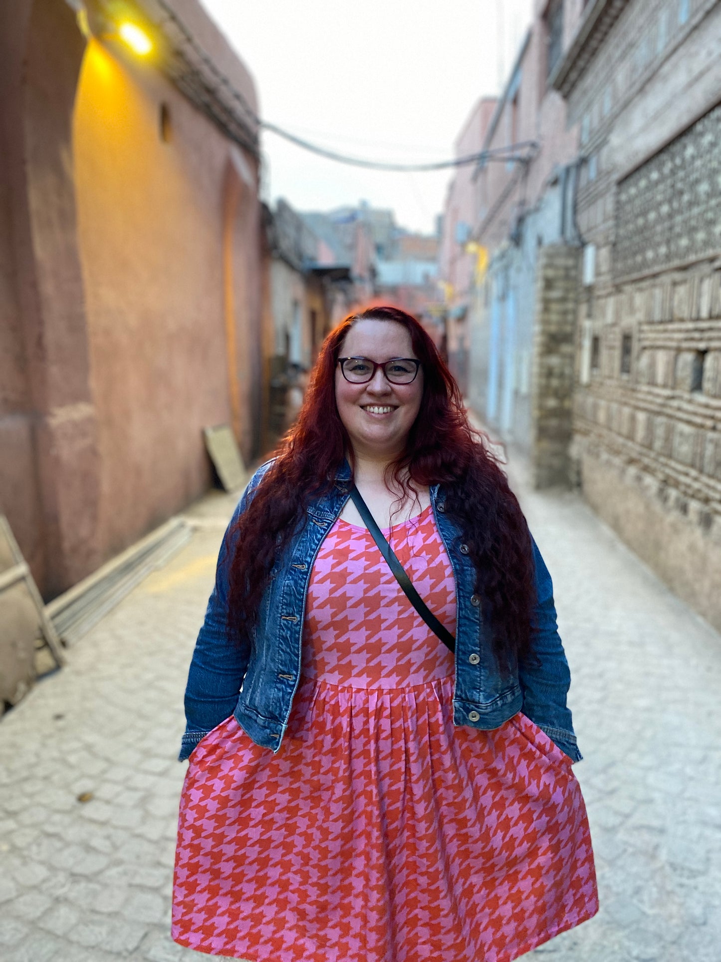 Pink and Red Houndstooth Dress