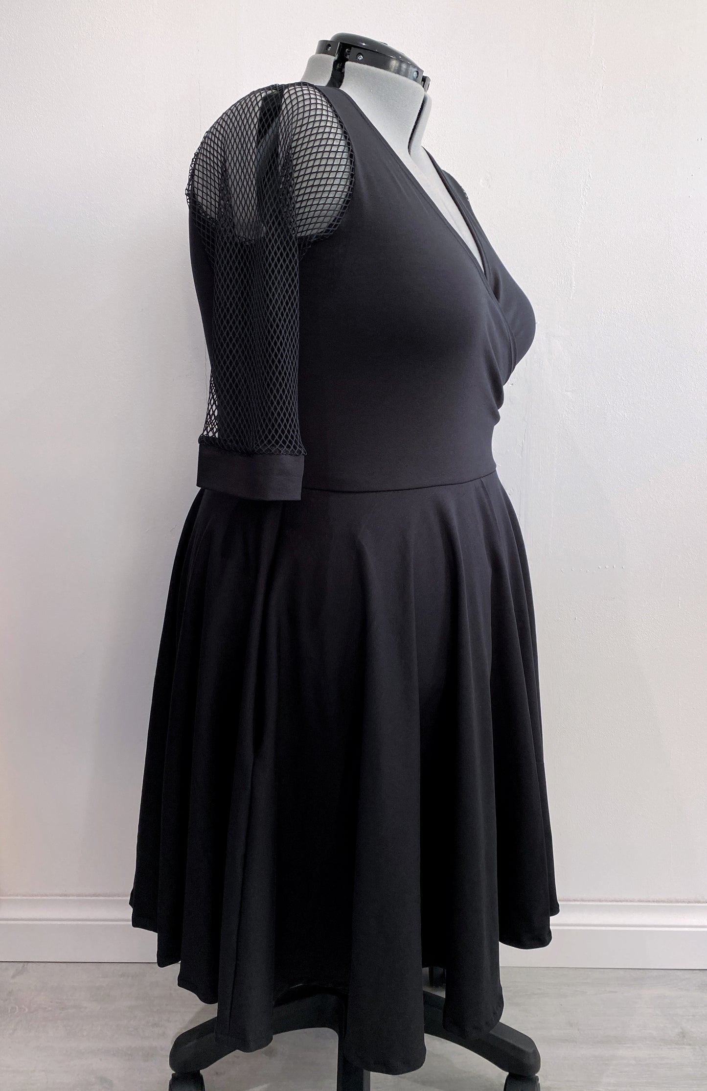 Black Dress, Fishnet Sleeves