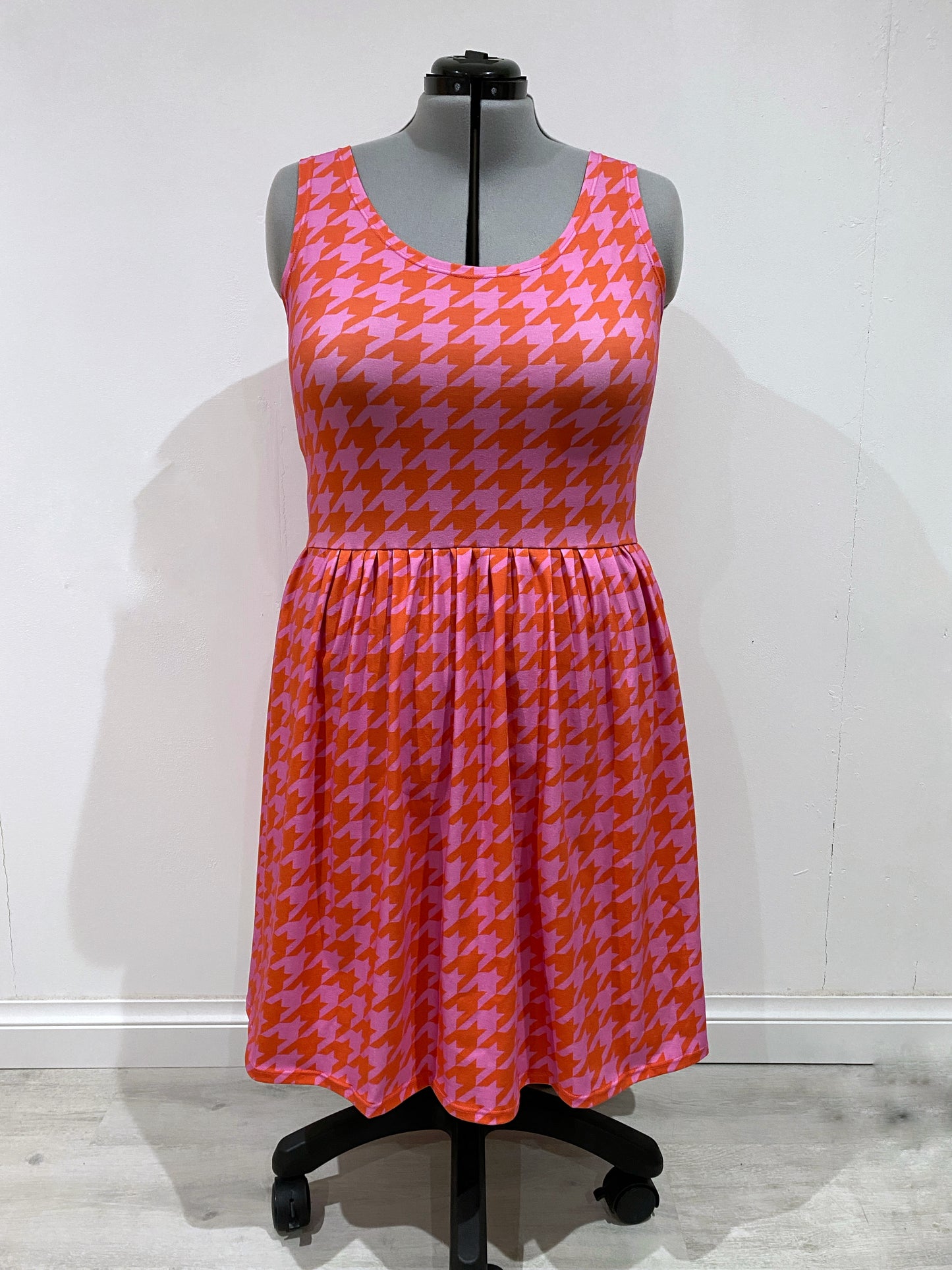 Pink and Red Houndstooth Dress