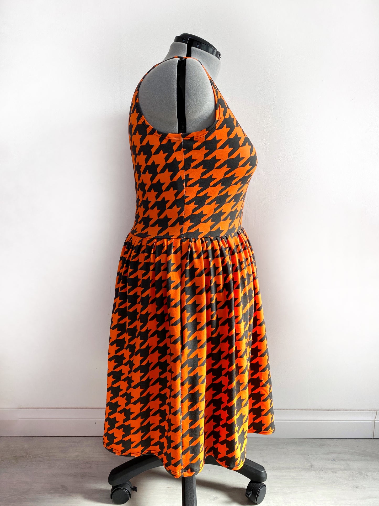 Black and Orange Houndstooth Dress