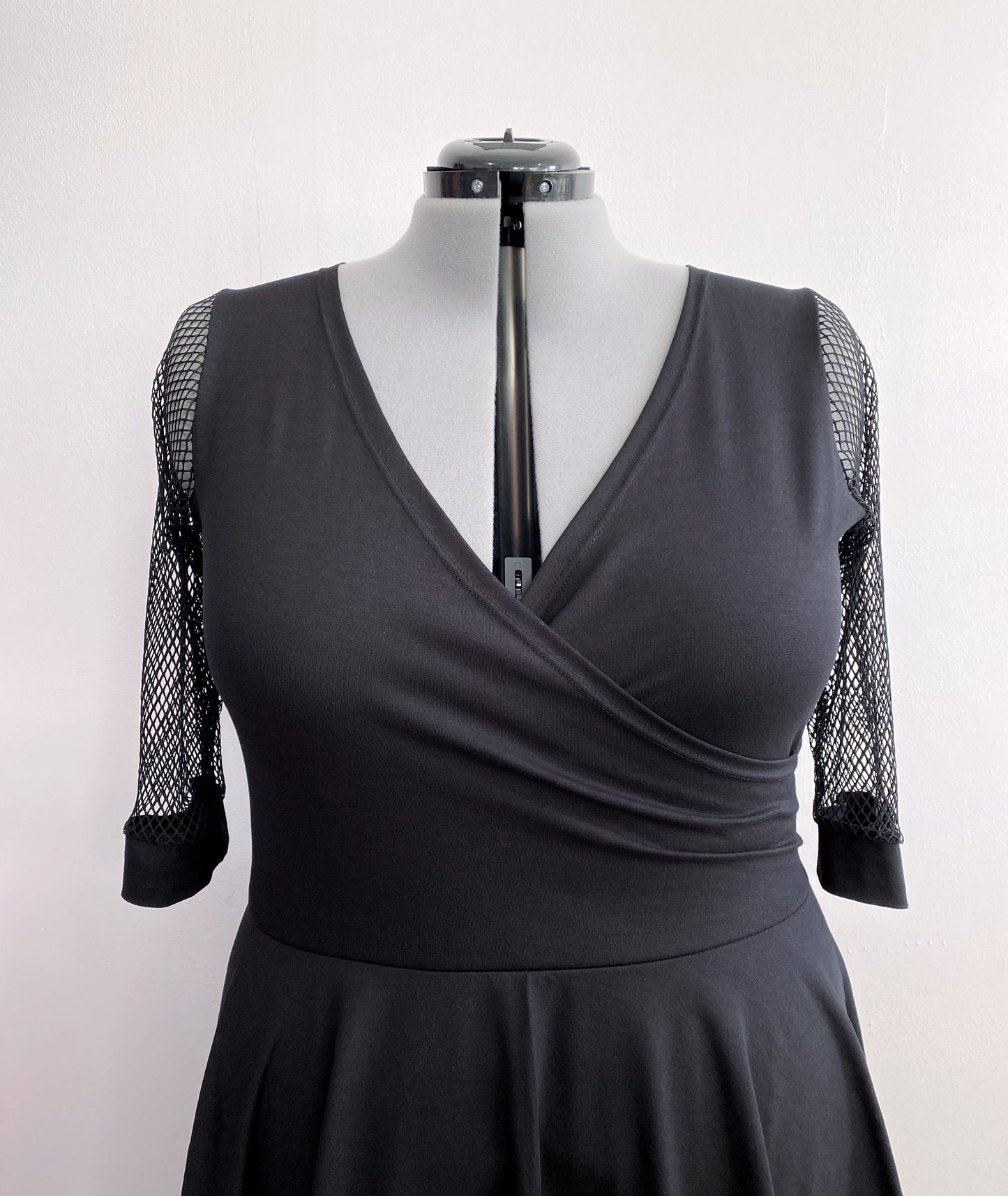 Black Dress, Fishnet Sleeves