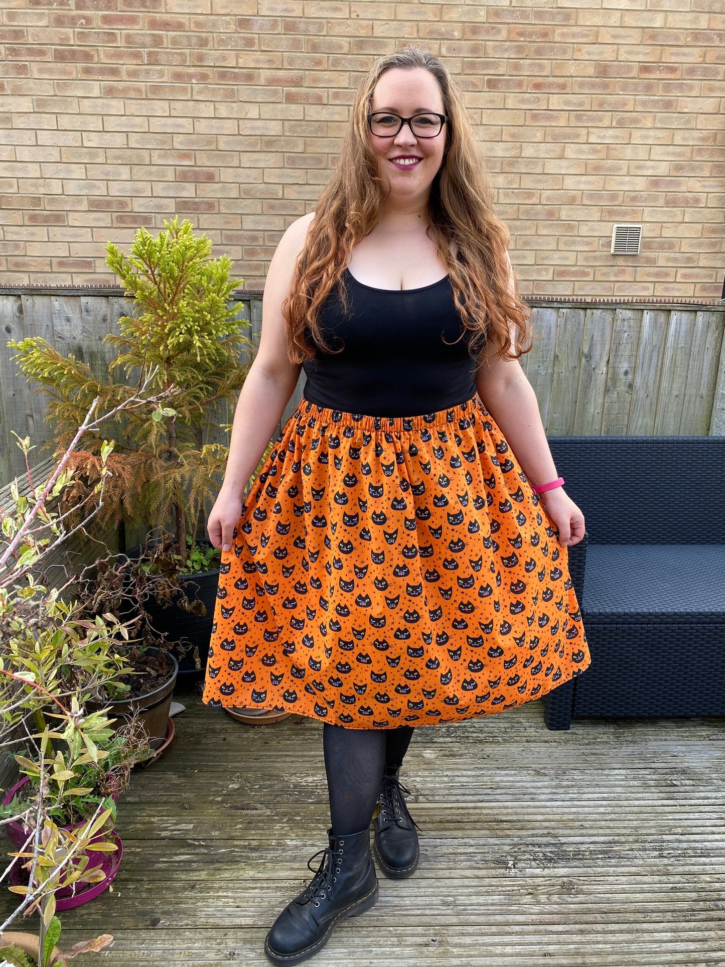 Halloween Cat Midi Skirt