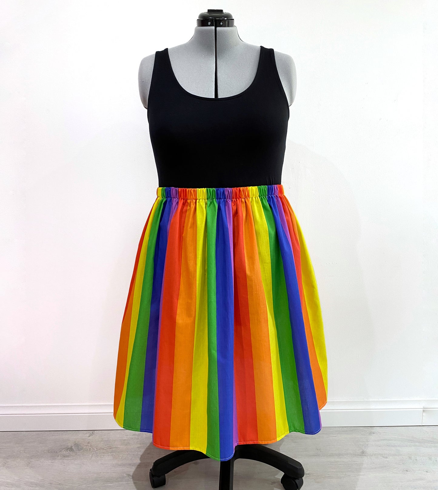 Rainbow Stripes Midi Skirt