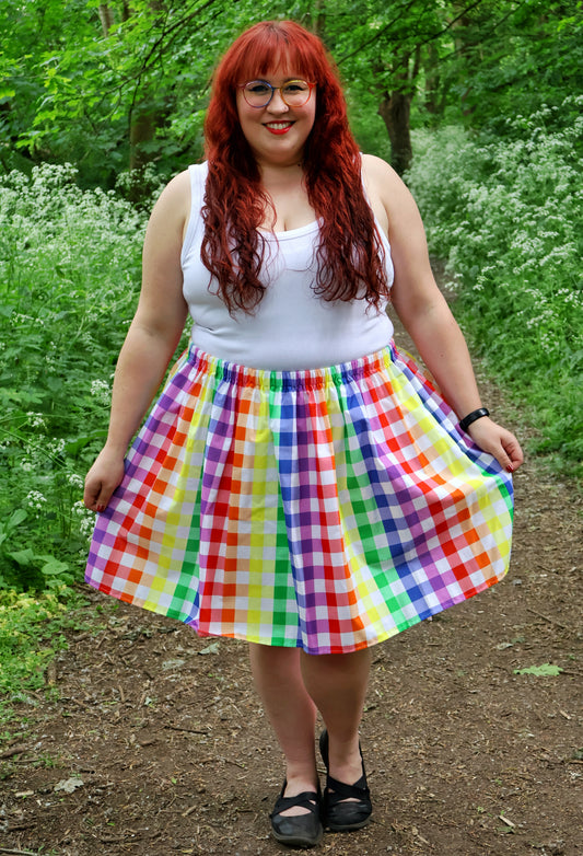 Rainbow Gingham Skirt