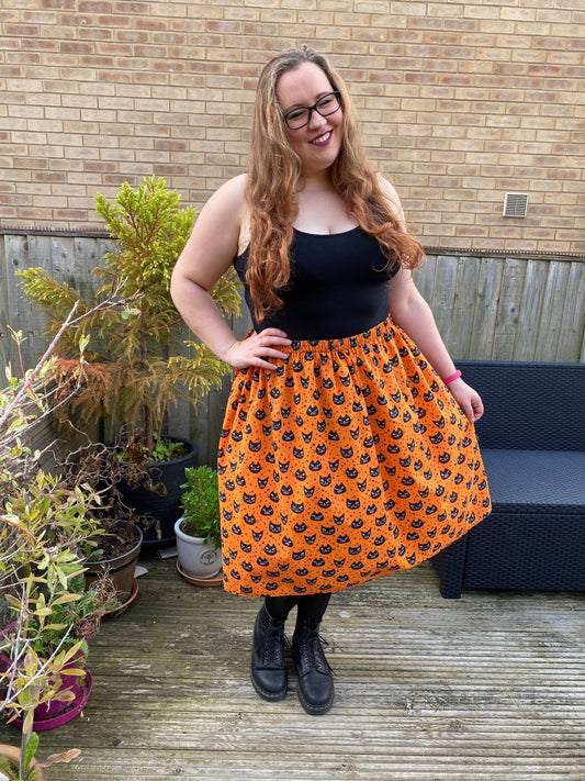 Halloween Cat Midi Skirt