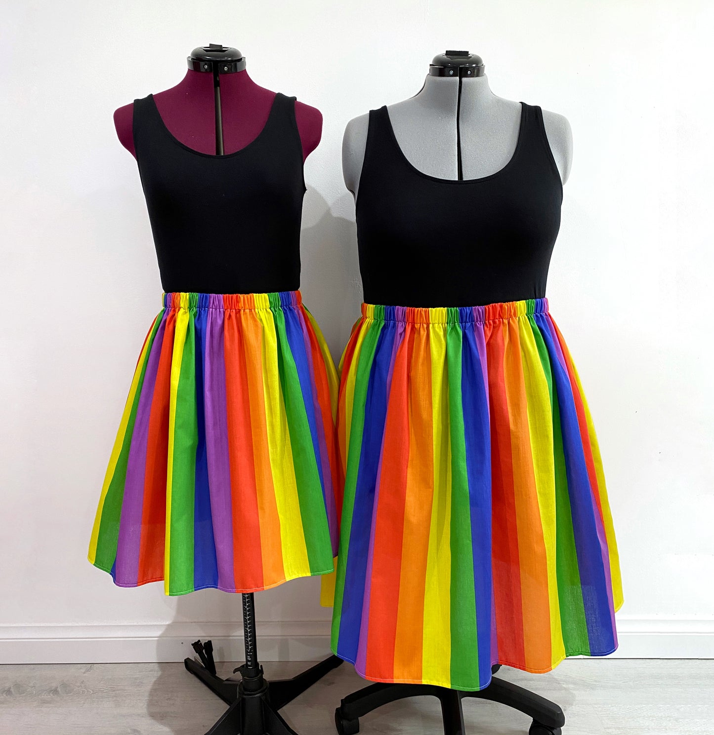 Rainbow Stripes Midi Skirt